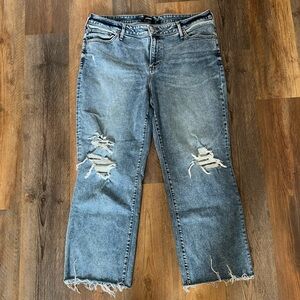 Express Distressed,Cropped Boot Jean in size 16L.